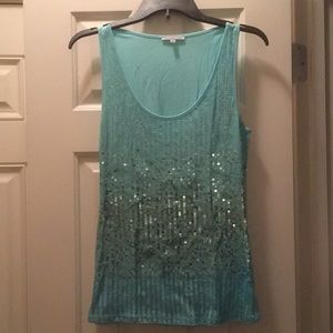 Charlotte Russe Blue Tank Sequin Sparkle